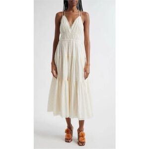 Ulla Johnson Freya Circle Jacquard Tiered Cotton Ivory Cream Dress size 6 NWT